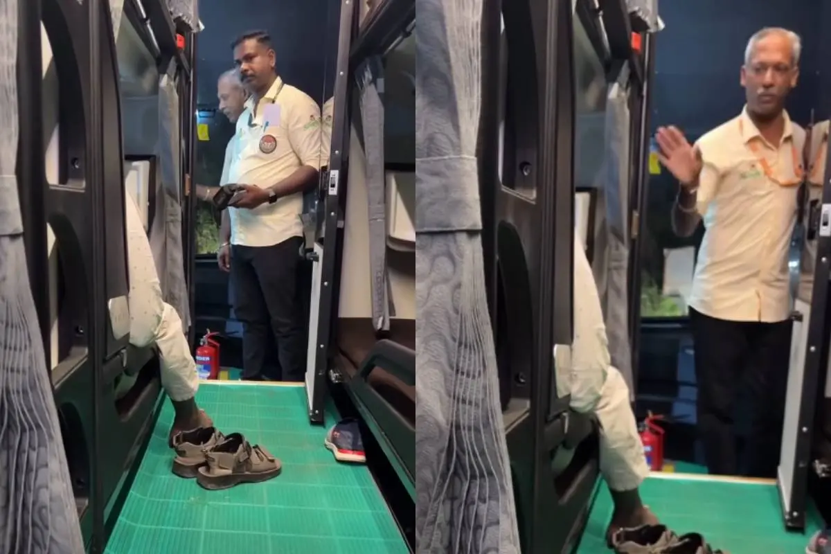 KSRTCയുടെ പുത്തൻ വോൾവോ ബസ്സിൽ തുപ്പി യാത്രക്കാരൻ; നിസ്സഹായരായി ജീവനക്കാർ