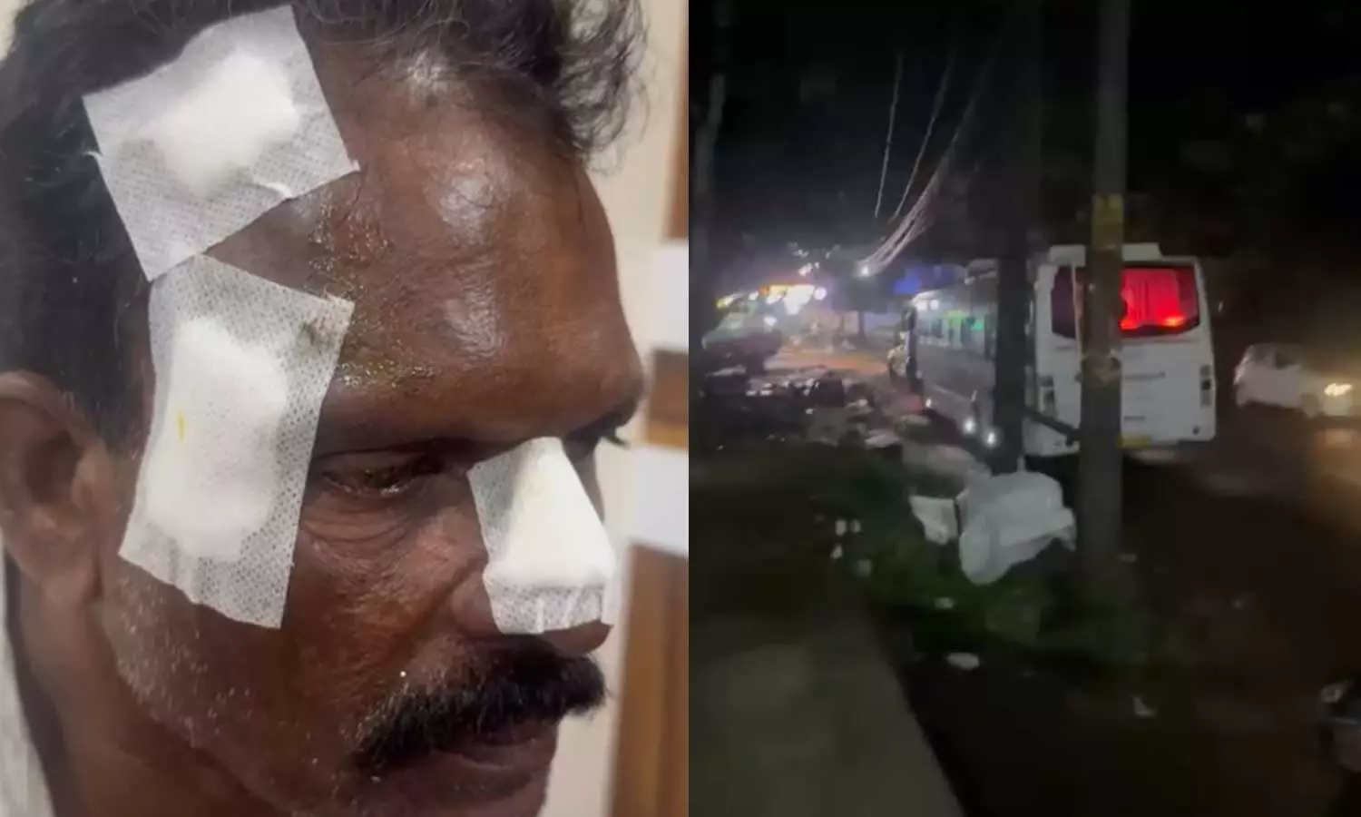 ബൈക്കിന് മുകളിലേക്ക് വെള്ളം തെറിപ്പിച്ചു; ടൂറിസ്റ്റ് ബസ് തടഞ്ഞുനിര്‍ത്തി ഡ്രൈവറെ ഹെല്‍മറ്റിനടിച്ച് യാത്രികന്‍