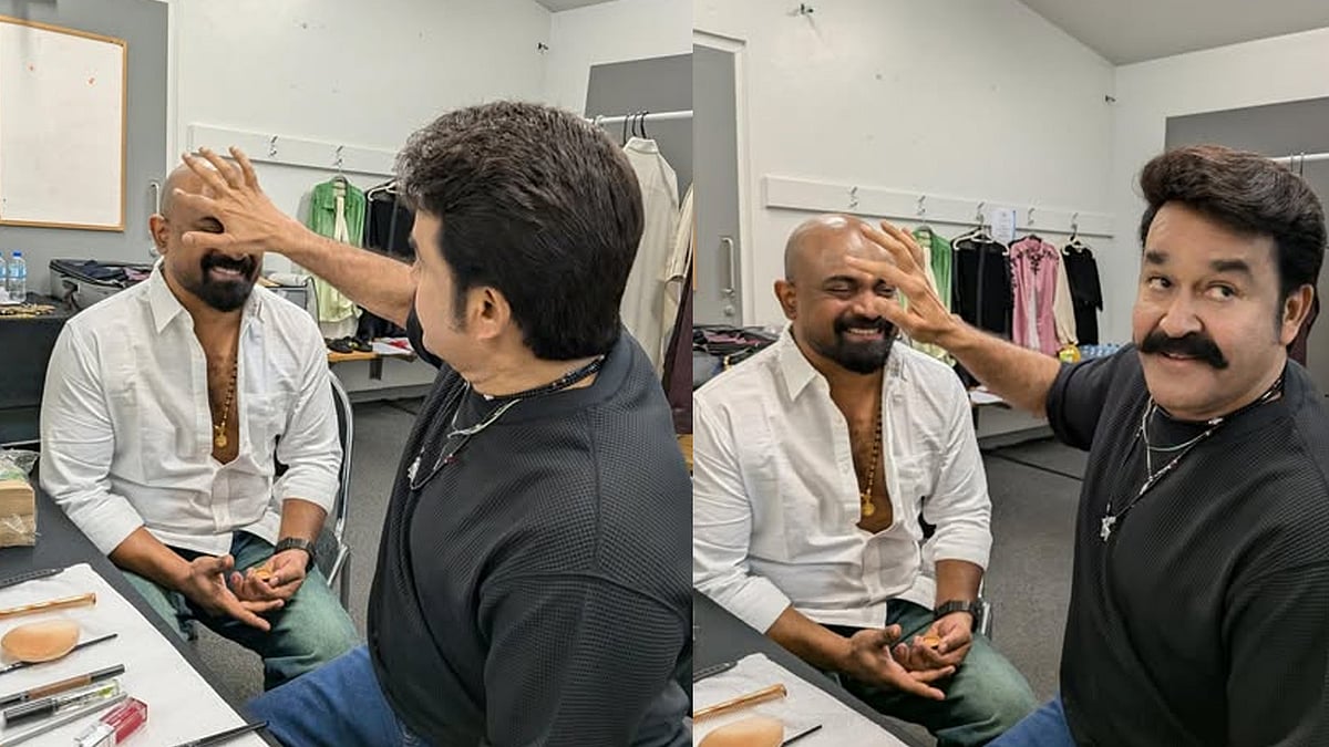 ‘ഇരിക്ക് മോനേ, ഞാൻ മേക്കപ്പ് ചെയ്തു തരാം’; ഷാജോണിന് മേക്കപ്പ് ചെയ്ത് മോഹൻലാൽ, വൈകാരിക കുറിപ്പുമായി നടൻ