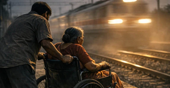 വീൽചെയറിലായ അമ്മയെ പരിചരിക്കാൻ വയ്യ; ട്രെയിനിന് മുന്നിലേക്ക് തള്ളിയിട്ട് കൊലപ്പെടുത്തി മകൻ